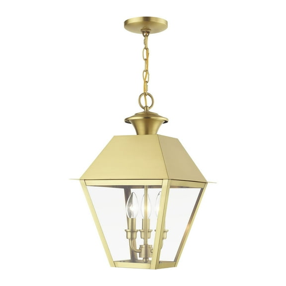Livex Lighting 3 Light Outdoor Large Pendant Lantern In Natural Brass 27220-08