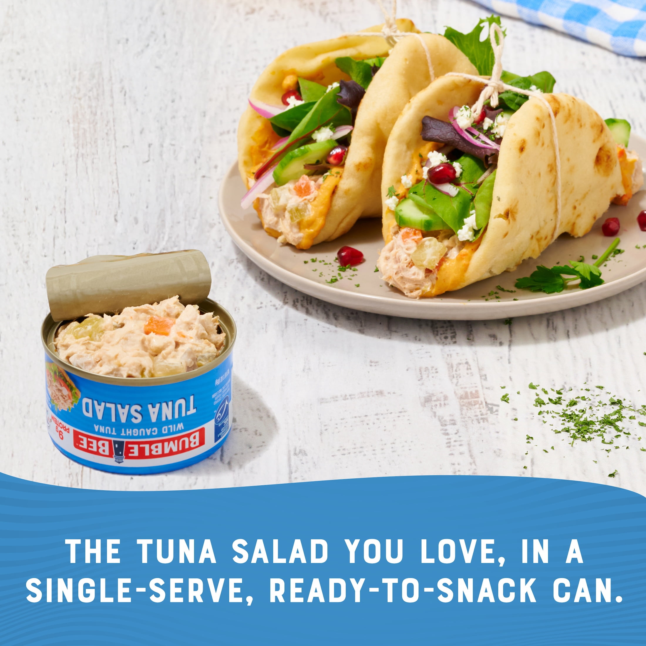 (16 pack) Bumble Bee Chunk Light Tuna Salad, Wild Caught, Gluten Free, 9g Protein per Serving, Ready to Eat, No Draining, Shelf Stable Pull Tab Can, 3oz