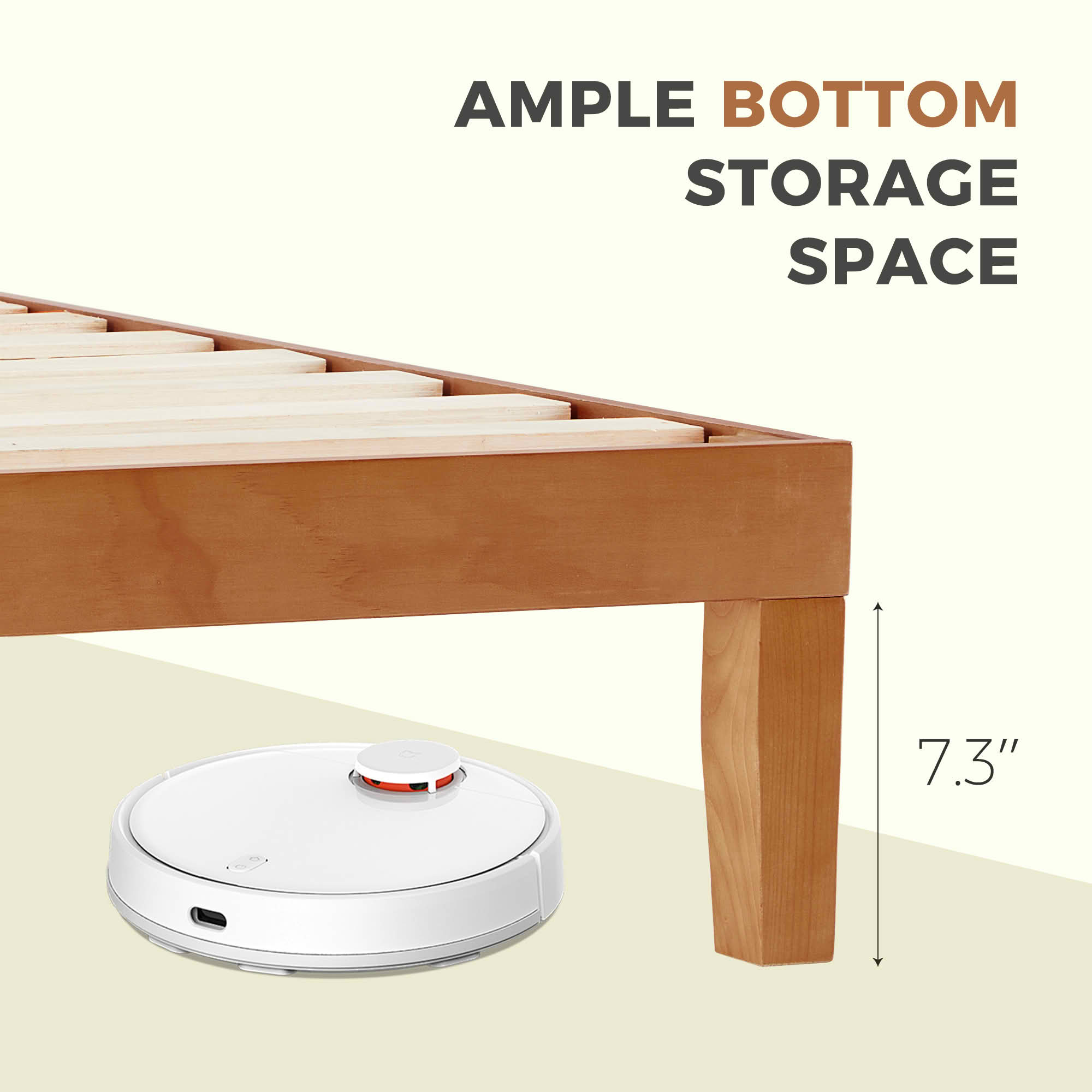 MAYEERTY Full Size 1100 LBS Heavy Duty Solid Wood Bed Frame Mattress Base with Headboard Wooden Slat Support No Box Spring Needed