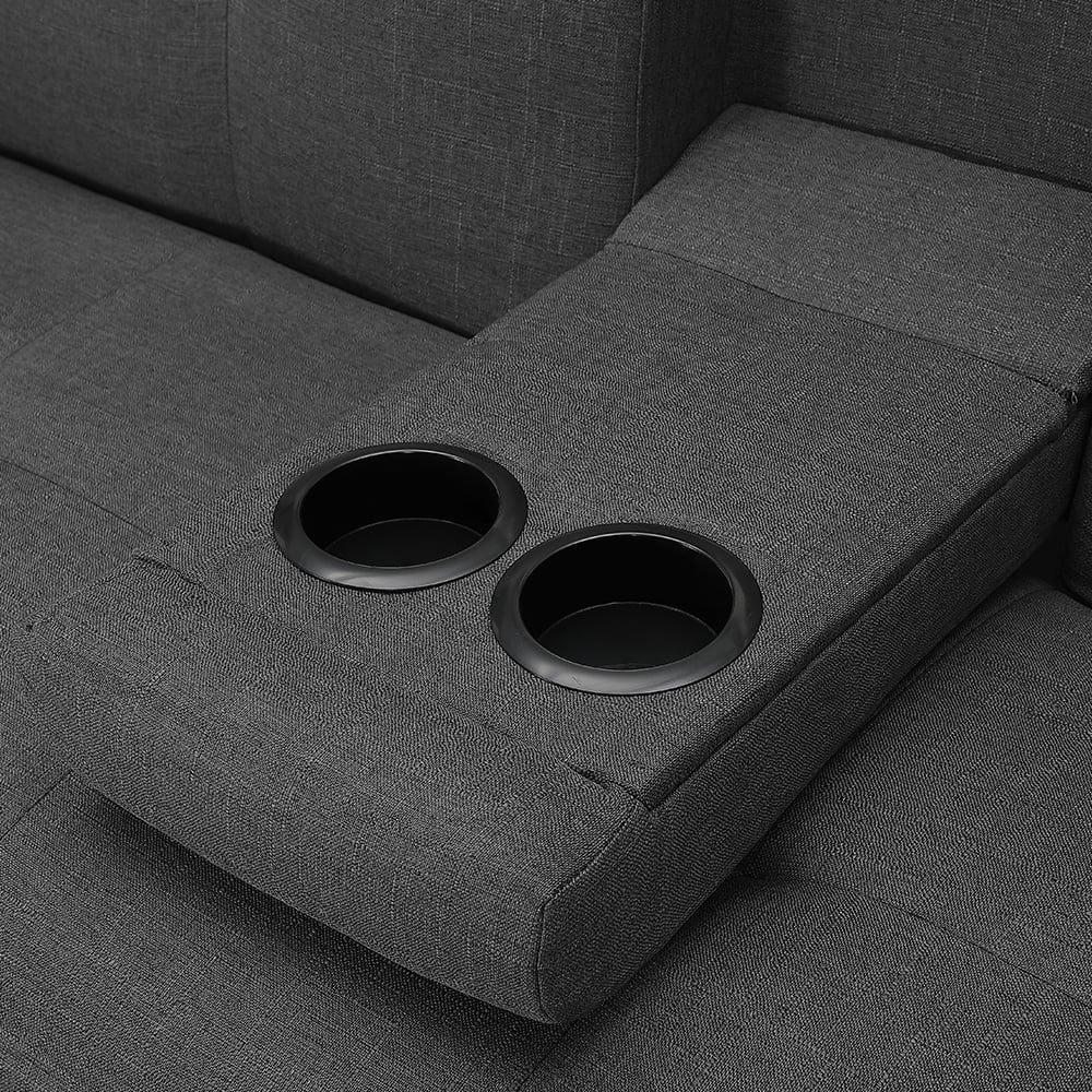 Lowestbest Modern Sofa Bed, Lounge Sleeper Couch, Upholstered Sofas with 2 Cup Holders (Dark Gray) Lowestbest Modern Sofa Bed, Lounge Sleeper Couch, Upholstered Sofas with 2 Cup Holders (Dark Gray)