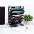 thumbnail image 4 of EasyPAG Mesh 5-Tier Hanging Wall Mount File Organizer Desk File Holder Vertical Mail Paper Folder Rack with Bottom Tray for Office Home, Black, 4 of 7