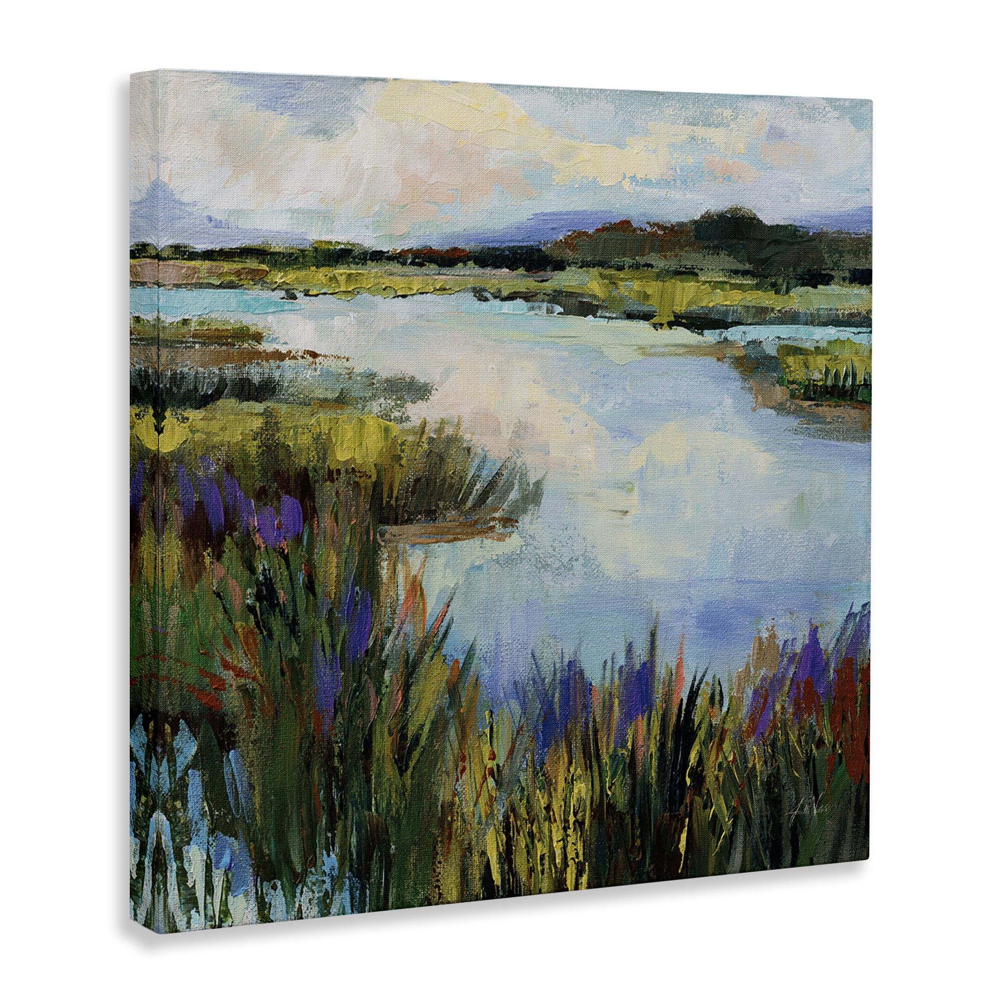 Stupell Industries Rural Stream Nature Landscape Painting Gallery Wrapped Canvas Art Print Wall Art, 36 x 36