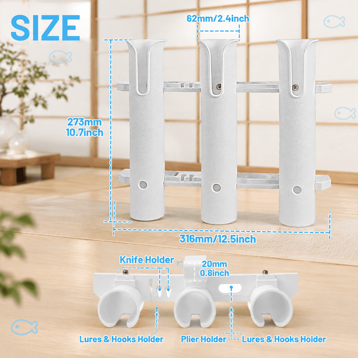 Cooler Fishing Rod Holder Wall Mounted Pole 3 Link Rackpatible With Coolers And For Rtic Accessory