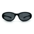 thumbnail image 5 of Oval Beveled Thick Plastic Y2K Sporty Fashion Sunglasses All Black, 5 of 8
