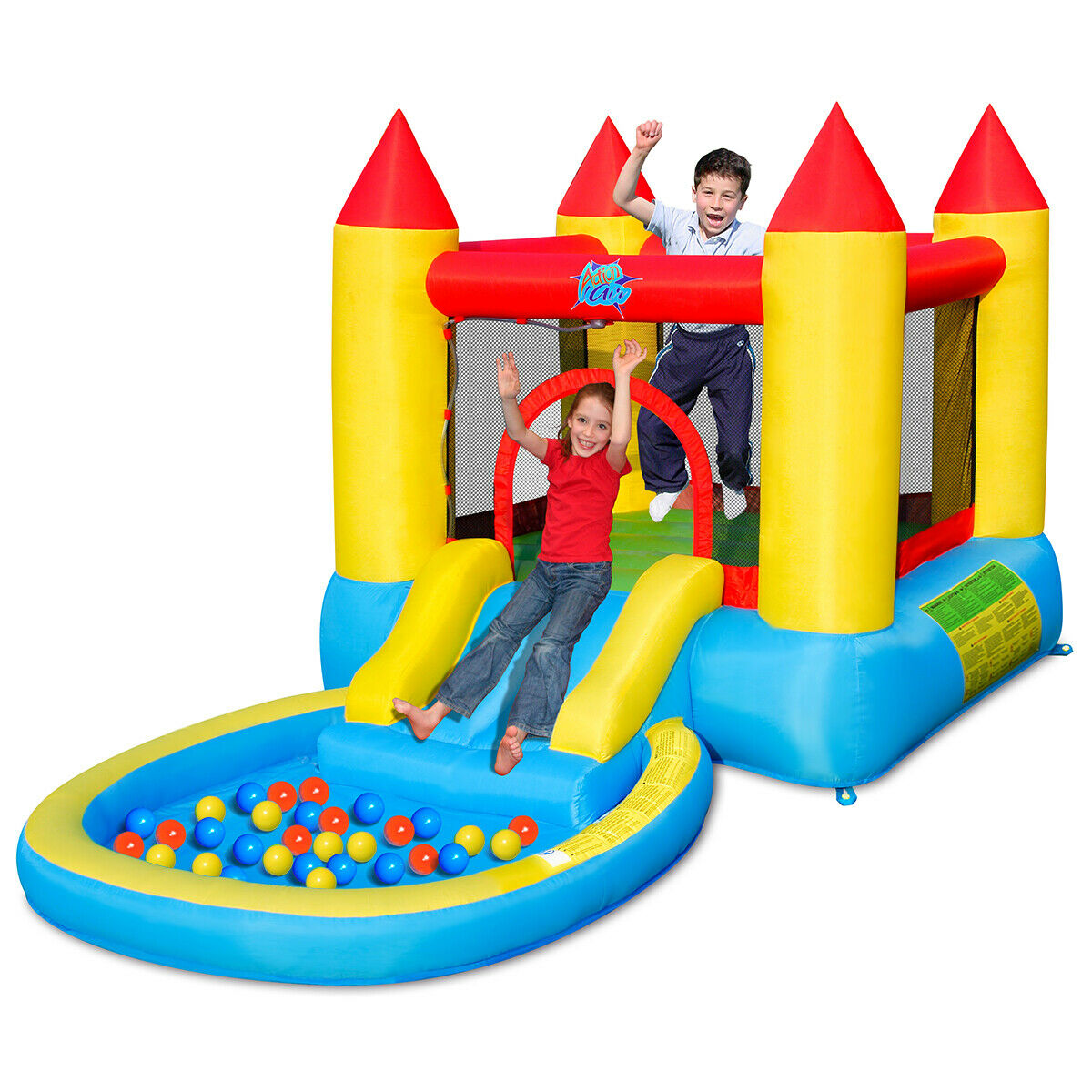 Gymax Inflatable Bounce House Kids Slide Jumping Castle Bouncer w/Pool and 480W Blower - image 2 of 10