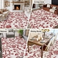 thumbnail image 6 of Area Rug 60×96in, Vintage Rustic Red Flower on Linen Floor Carpet Living Room Rug, Farm Floral Plant Pattern Non-Slip Welcome Mat Indoor Rugs for Bedroom Dining Room, 6 of 9