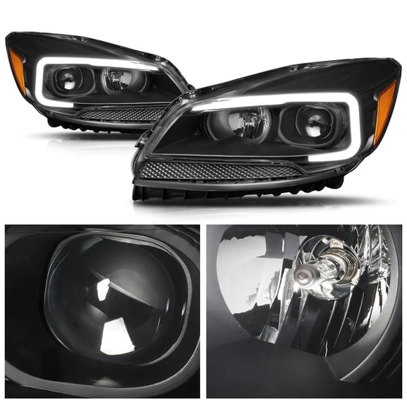 LED Daytime Running Light Projector Headlights for 13-16 Ford Escape Black/Amber
