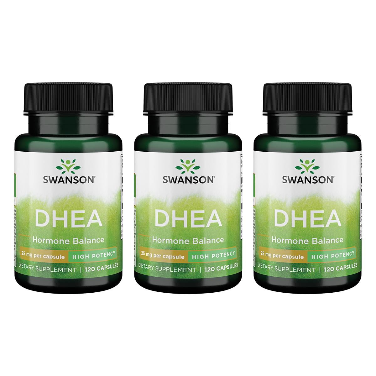 Swanson Dhea High Potency 25 mg 120 Caps 3 Pack