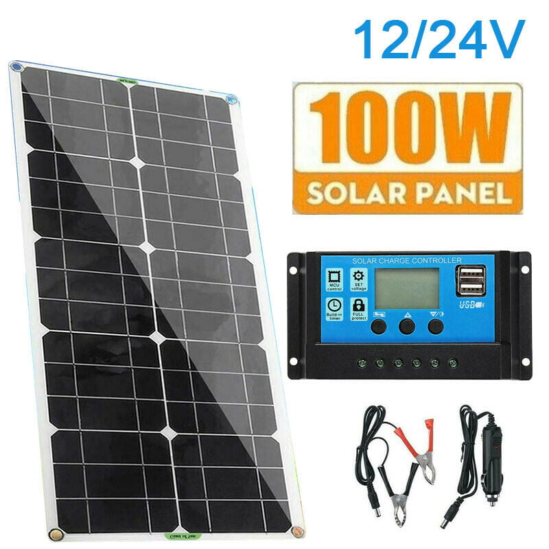 20W/100W Watt Solar Panel USB Kit for 12V Battery Power Charge Controller Home 