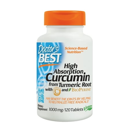 Doctor's Best Curcumin From Turmeric Root with C3 Complex & BioPerine, Non-GMO, Gluten Free, Soy Free, Joint Support, 1000 mg, 120