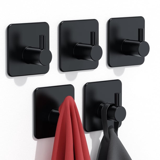 Pack de 5 ganchos adhesivos de acero inoxidable, percheros, autoadhesivos