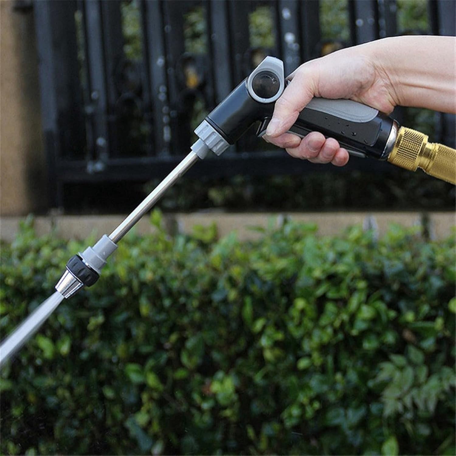 Power Jet Water Hose Sprayer Nozzle, High Pressure Car Wash Garden Watering Gun, Multi-Function Caulking & Lawn Tool with Rotating Spray Modes for Cleaning, Gardening