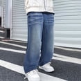 thumbnail image 5 of Atogsazn Kids Boys Wide Leg Jeans Childrens Casual Loose Fit Lightweight Denim Pants with Pocket Trouser Blue 7-8 Years Fashion, 5 of 5
