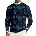 thumbnail image 3 of Havenx Knit Sweater for Men Crewneck Funky Mardi Gras Printed Pullover Long Sleeve Knitted Tops Pullovers Mask Print Holiday Party Thermal Carnival Casual Blouses,Dark Blue 3XL, 3 of 6