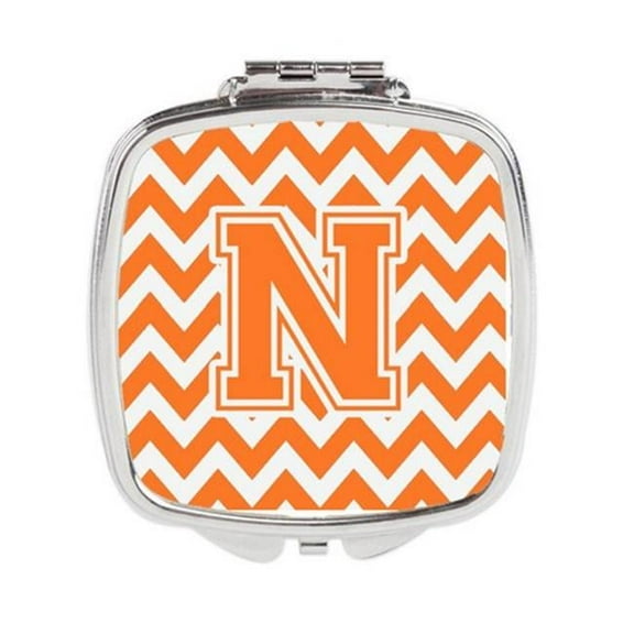 Carolines Treasures Letter N Chevron Orange & White Compact Mirror - Orange & White