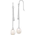 thumbnail image 1 of Sterling Silver Rhodium-Plated 9-10mm Rice Fwc Pearl Cz Dangle Earrings Made In China qe15396, 1 of 5