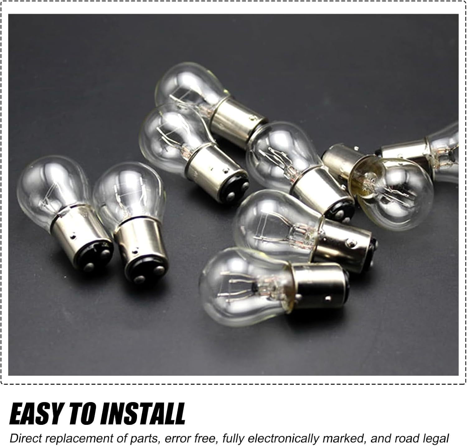 10PCS 1157 Bulbs - 24V Halogen Turn Signal & Brake Light Replacement For Cars, Trucks, SUVs (Clear)