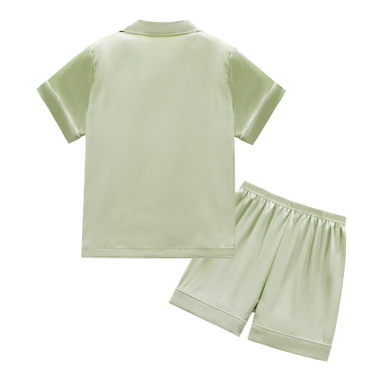 GYRATEDREAM Kids Satin Pajamas Sets Girls Boys Button Down Pjs Short Sleeve Silk Nightwear 2 Pcs Lounge Sets 4 14Y Walmart