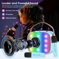 thumbnail image 6 of Karaoke Machine Wireless Microphone Toy, Karaoke Toys for Kids & Adults with 2 Microphones, Karaoke Player, Voice Changing Effects & LED Lights Boys Girls Birthday Party Christmas Toys Gifts Blue, 6 of 7