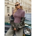 thumbnail image 3 of MOYIKO Mock Turtleneck Long Sleeve Shirts for Women Fitted Thermal Undershirts Lightweight Trendy Tops, 3 of 7