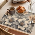 thumbnail image 3 of Orange Grey Spring Floral Placemats Set of 6 Vintage Watercolor Flower Place Mats Indoor Wipeable Table Mats Washable Cloth Dining Table Placemats for Kitchen Holiday Party Home Decor 13x19 Inch, 3 of 9