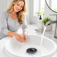 thumbnail image 3 of Bathroom Sink Drain Plug, Polished Silver Push Button Bounce Core Drain Strainer, 1 Piece Universal Fit for Bathroom Vanity Basin, Anti-Clog Hair Catcher Quick Drain Replacement Parts, 3 of 4