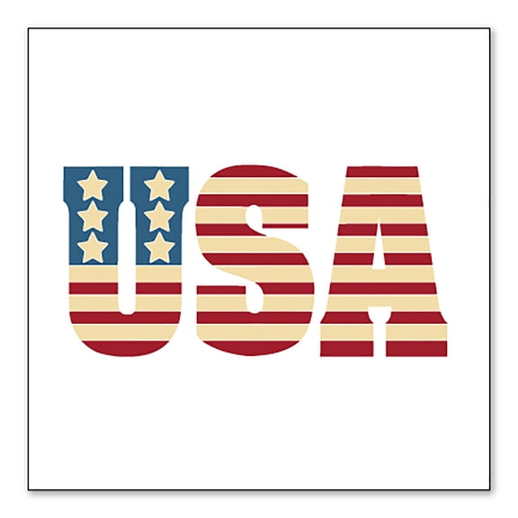 DistinctInk Custom Bumper Sticker - 10" x 10" Decorative Decal - White Background - USA Letter Art Flag Red White & Blue