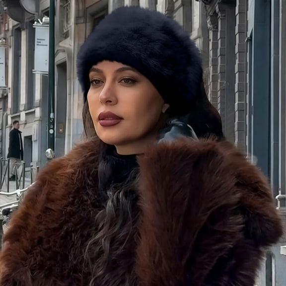 AUNVITO Women's Winter Knit Headband Warm Hat with Faux Fur Trim Casual and Chic Unisex Outdoor Style