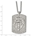 thumbnail image 3 of White Stainless Steel necklace Curb with pendant Themed Men's Textured 24 in 38.41 mm 2.87, 3 of 3