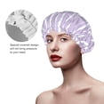 thumbnail image 4 of YFYANG Women's Double Waterproof Shower Cap, Purple Line Texture Reusable Hair Cap for All Hair Styles and Head Sizes, 4 of 9