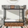 thumbnail image 3 of Miekor Furniture Twin XL over Twin XL Metal Bunk Bed with MDF Board Guardrail and Two Storage Drawers,Black 23AAB, 3 of 9