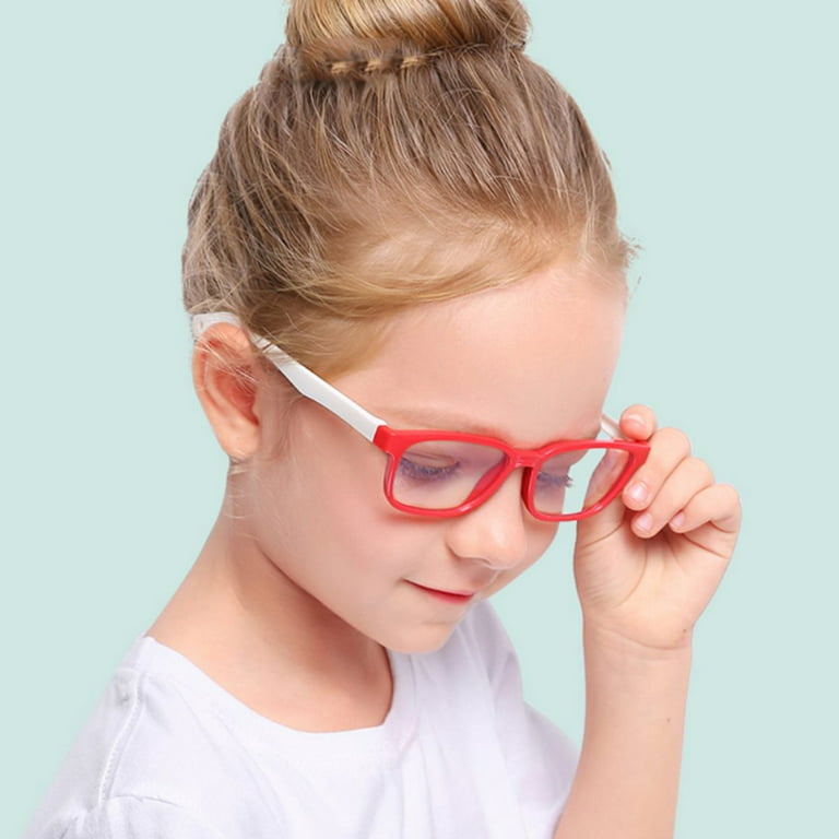 Kids Childrens Anti-Blu-ray Glasses Nerd Retro Silicone Clear Lens Eye Glasses Soft Frame, Children Optical Glasses Flexible Eyeglasses Girls Boys