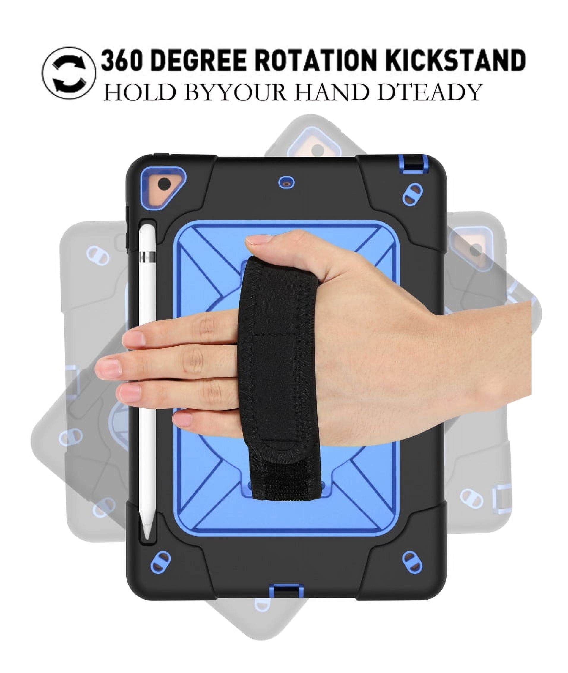 iPad 9th 8th 7th Generation Cases with Screen Protector, iPad 10.2" 2021/2020/2019 Case, Allytech Heavy Duty Shockproof Protective Covers with 360 Rotate Stand /Hand Strap/ Should Belt /Pencil Holder