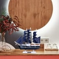 thumbnail image 5 of Wooden Sailing Ship Model Decor Handmade Nautical Sail Ship Tabletop Ornament Beach Home Decor, 5 of 5