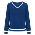 thumbnail image 4 of hoksml Women's Color Block V-Neck Sweater Lightweight Long Sleeve Knit Pullover Casual Soft Everyday Top for Women, 4 of 7