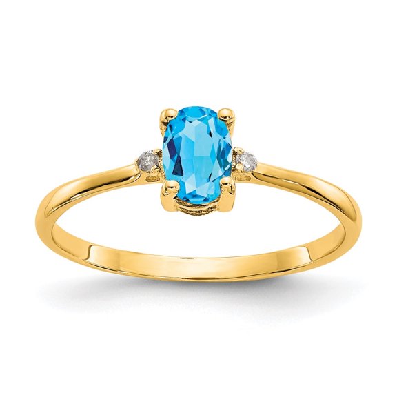 Auriga 14k Yellow Gold Diamond & Blue Topaz Birthstone Ring for Women Size- 6