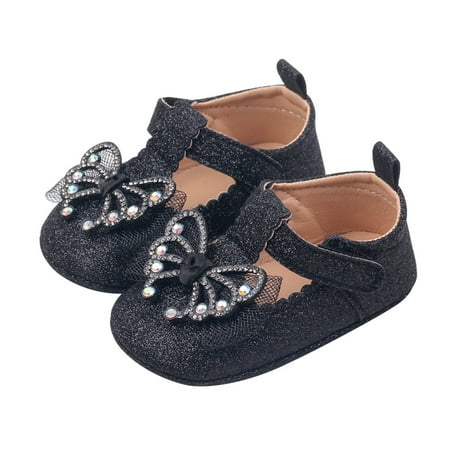 Otqutp Baby Girls Boys Bow Pearl Sequins Sandals Closed Toe Ankle Strap Lightweight Shoes New Born Formal Elegant Shoes