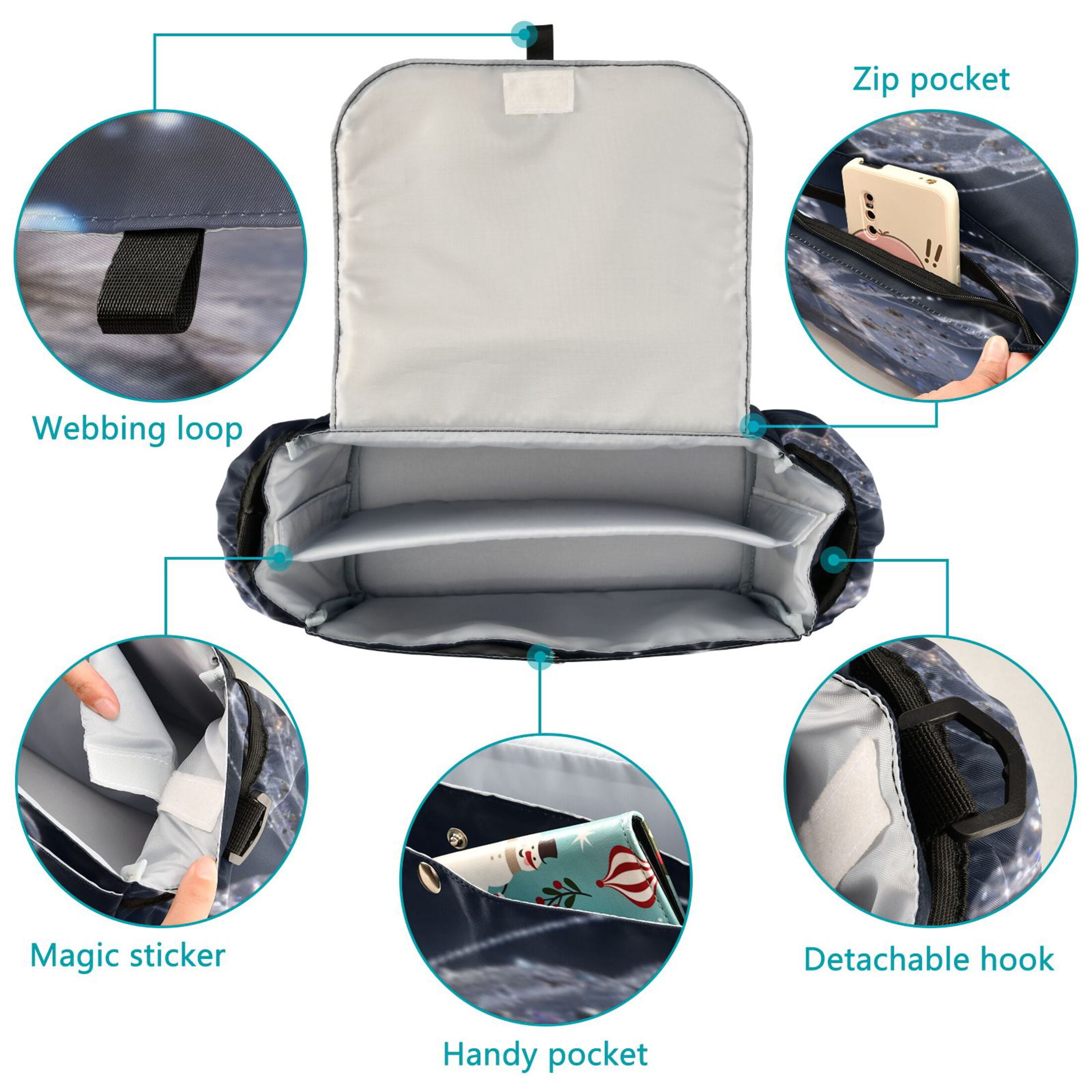 DIXRUYEE Stroller Organizer Glistening Butterfly Printed