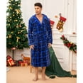 thumbnail image 3 of VULCANODON Mens Robe with Hood, Fleece Bathrobe Plush Robes for Men, 3 of 4