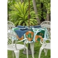 thumbnail image 2 of St. Patrick's Day Outdoor Tablecloth - 60 Inch Round Dining Table Cover, Gnomes Shamrock Clovers Blue Stripes Waterproof Outdoor Table Cloth with Umbrella Hole & Zipper for Picnic/Patio/Party, 2 of 7