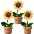 thumbnail image 1 of 3PCS Mini Crochet Sunflower Potted Plant,Knitting Crochet Flower Fake Sunflower for Bathroom Home Kitchen Rustic Table Centerpiece Shelf Decor, 1 of 4