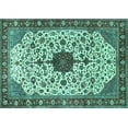 thumbnail image 1 of Ahgly Company Machine Washable Indoor Rectangle Medallion Turquoise Blue Traditional Area Rugs, 8' x 12', 1 of 4