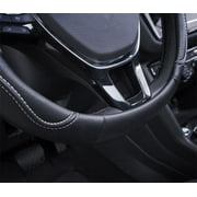 Auto Drive 1Piece Car Steering Wheel Cover Country Leather Black/White - Universal Fit, AD061711B