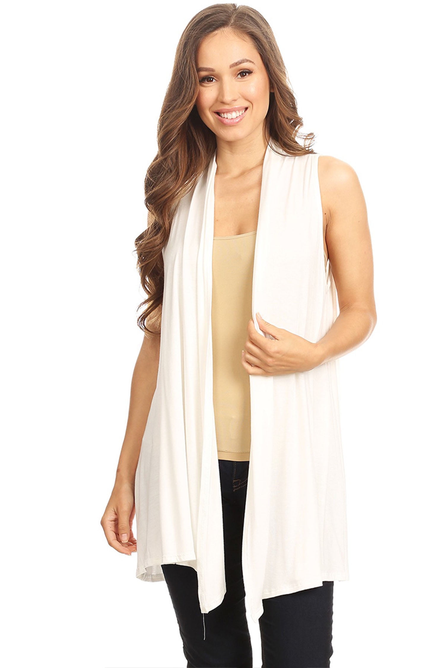 Women's Sleeveless Draped Open Front Cardigan Vest Made in USA ...