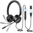 thumbnail image 5 of New Bee Auriculares USB con micrófono para ordenador, controles en línea para centro de llamadas de volumen, auriculares estéreo con cable, 5 of 5