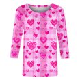 thumbnail image 5 of Fartey Plus Size Valentines Day T Shirts for Women Trendy Valentine's Pink Tops Dressy Casual 3/4 Sleeve Crewneck Tunic Blouses Cute Love Print Tees S-5XL, 5 of 5