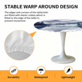thumbnail image 6 of Watercolor Blue Lake Forest Elastic Fitted Round Table Cover Trees Mountain Waterproof Outdoor Tablecloth for Holiday Party, Picnic, Patio & Dining Fits Tables Up to 36"-44", 6 of 8
