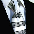 thumbnail image 3 of Scott Allan White and Black Mens Hound's-tooth Striped Tie | Men's White & Black Tie's | Houndstooth Necktie, 3 of 8