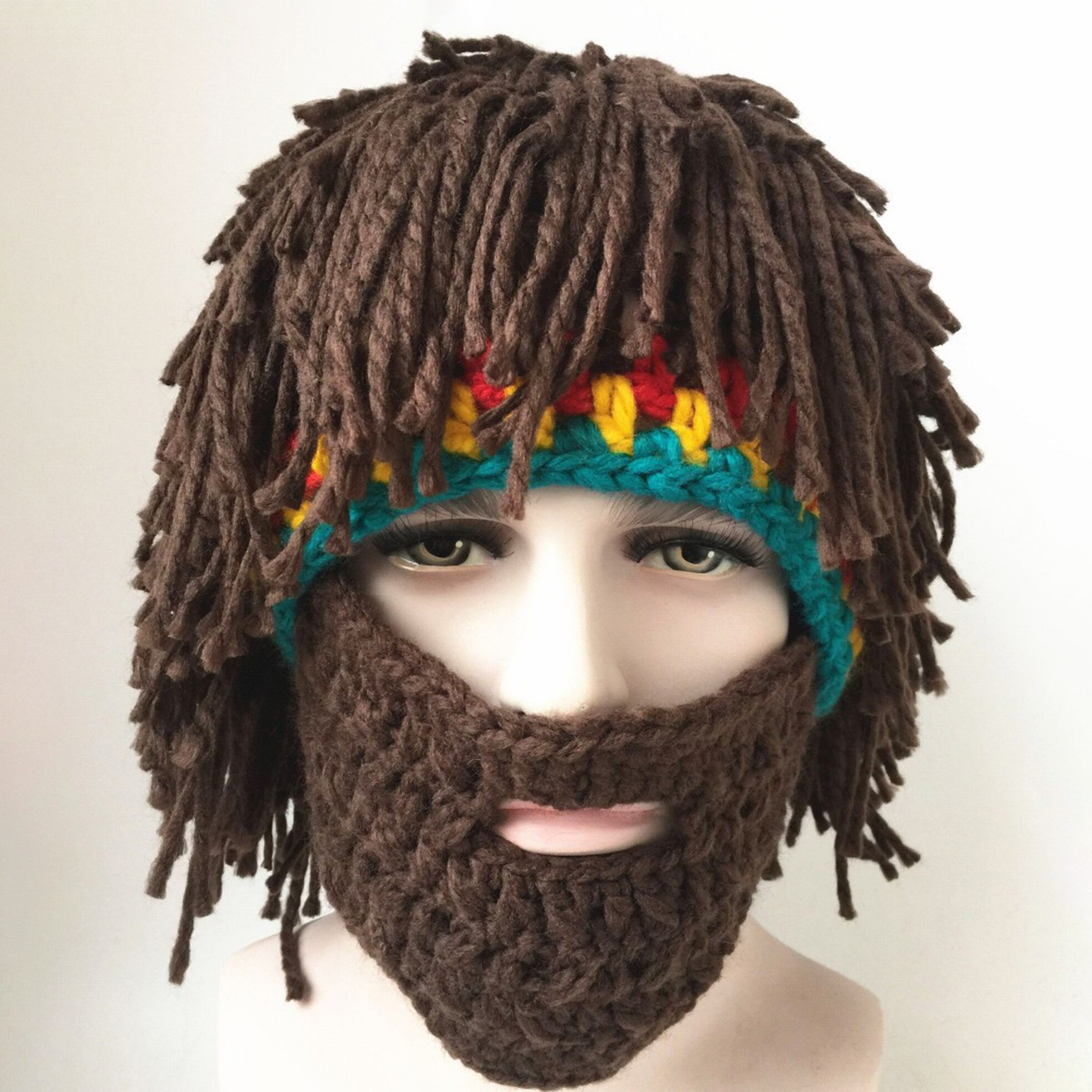 Shenmeida Handmade Knitted Wig Hat Windproof Ski Mask Warm 