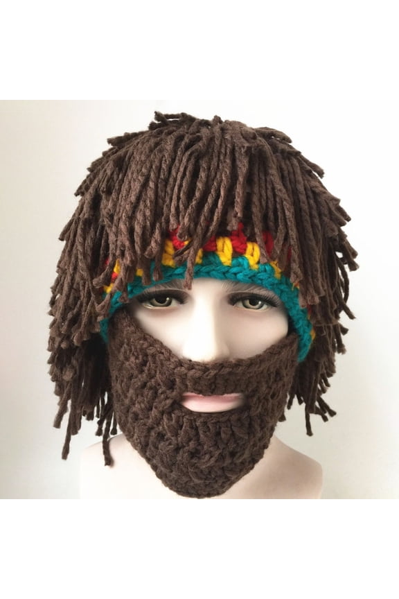 Shenmeida Handmade Knitted Wig Hat Windproof Ski Mask Warm Knitted Beanie Hat Cap